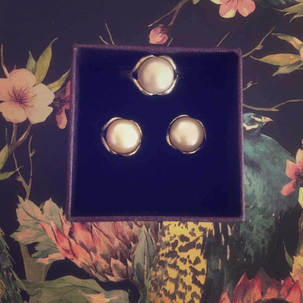 Tahitian Pearl Earring and Ring Set